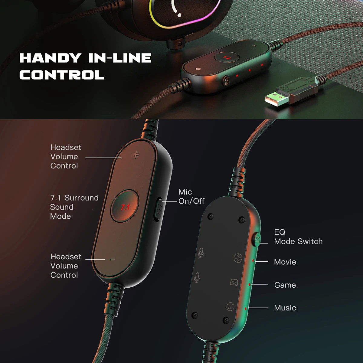 RGB Gaming Headset w/ Mic - Top Tier Tronix